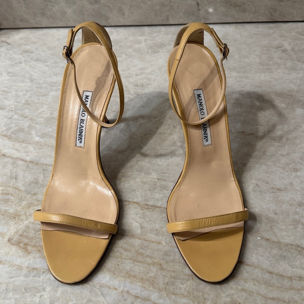 Manolo Blahnik Yellow Strappy Heels